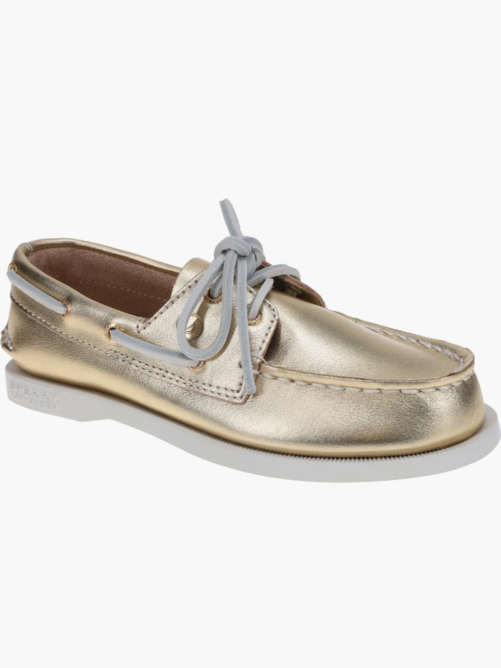 NEW in box Sperry Kids Metallic Gold Boat Shoe with White Laces